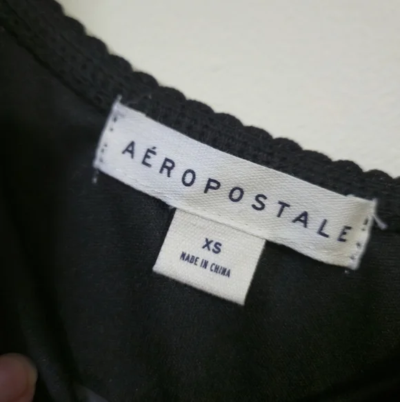 3/$20 AEROPOSTALE Black Sweetheart Pointelle Fit & Flare Mini Dress, xsmall - Picture 5 of 9